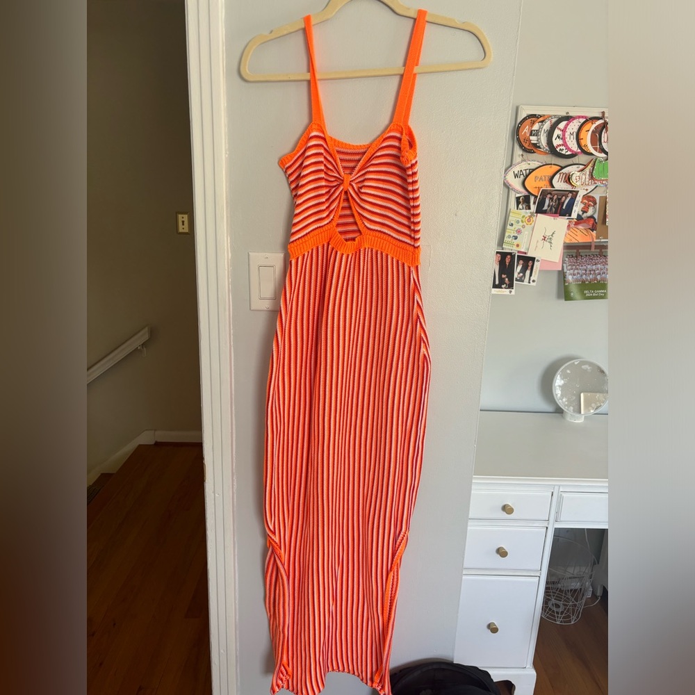 Orange and White Striped Dress